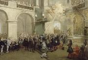 Nicolas Lancret La remise de l'Ordre du Saint-Esprit dans la chapelle de Versailles USA oil painting artist